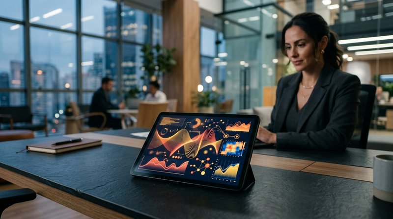 Painel operacional com métricas e analytics de campanhas promocionais de varejo em tablet corporativo